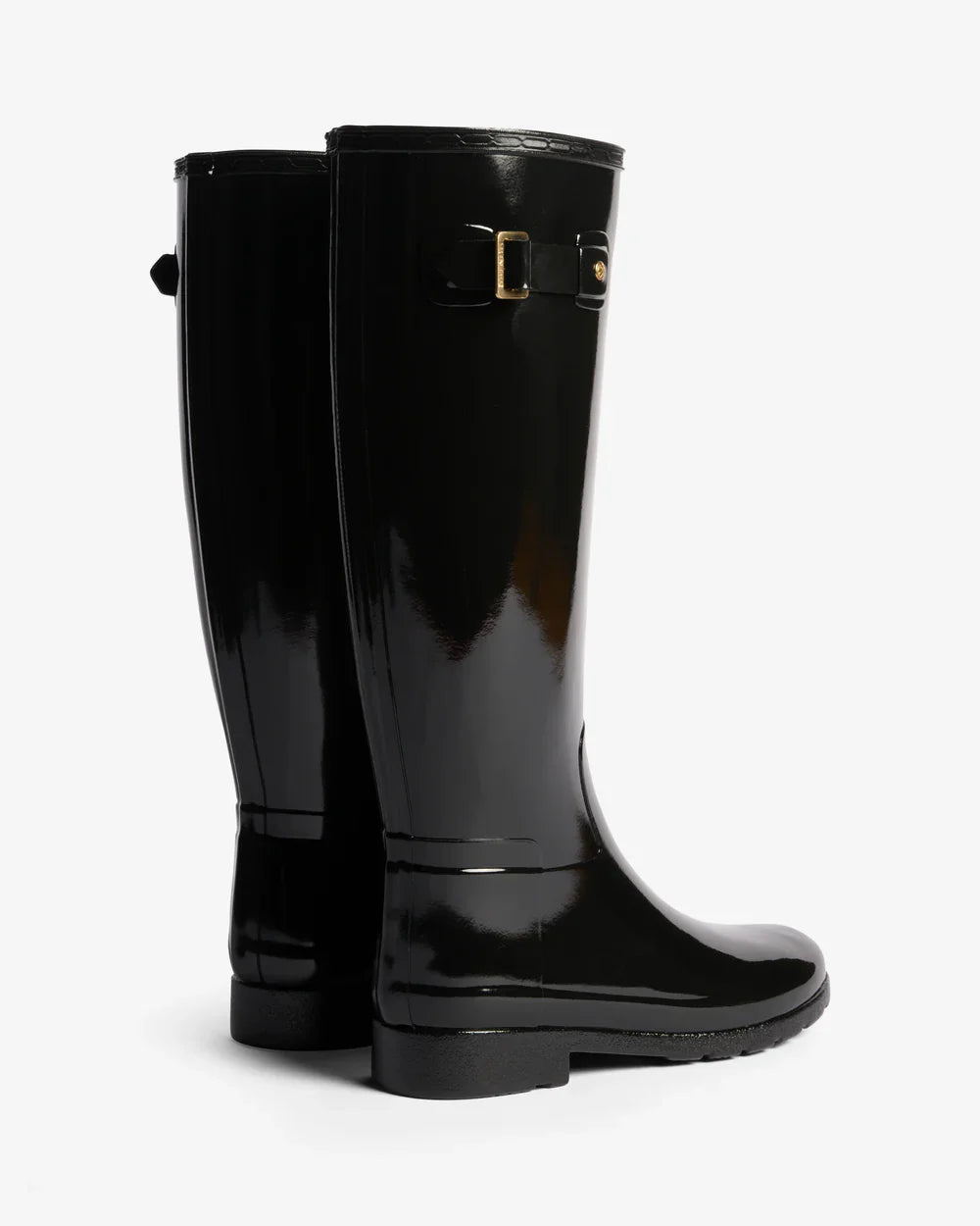 Hunter Women's black refined slim fit gold trim tall gloss wellington boot
