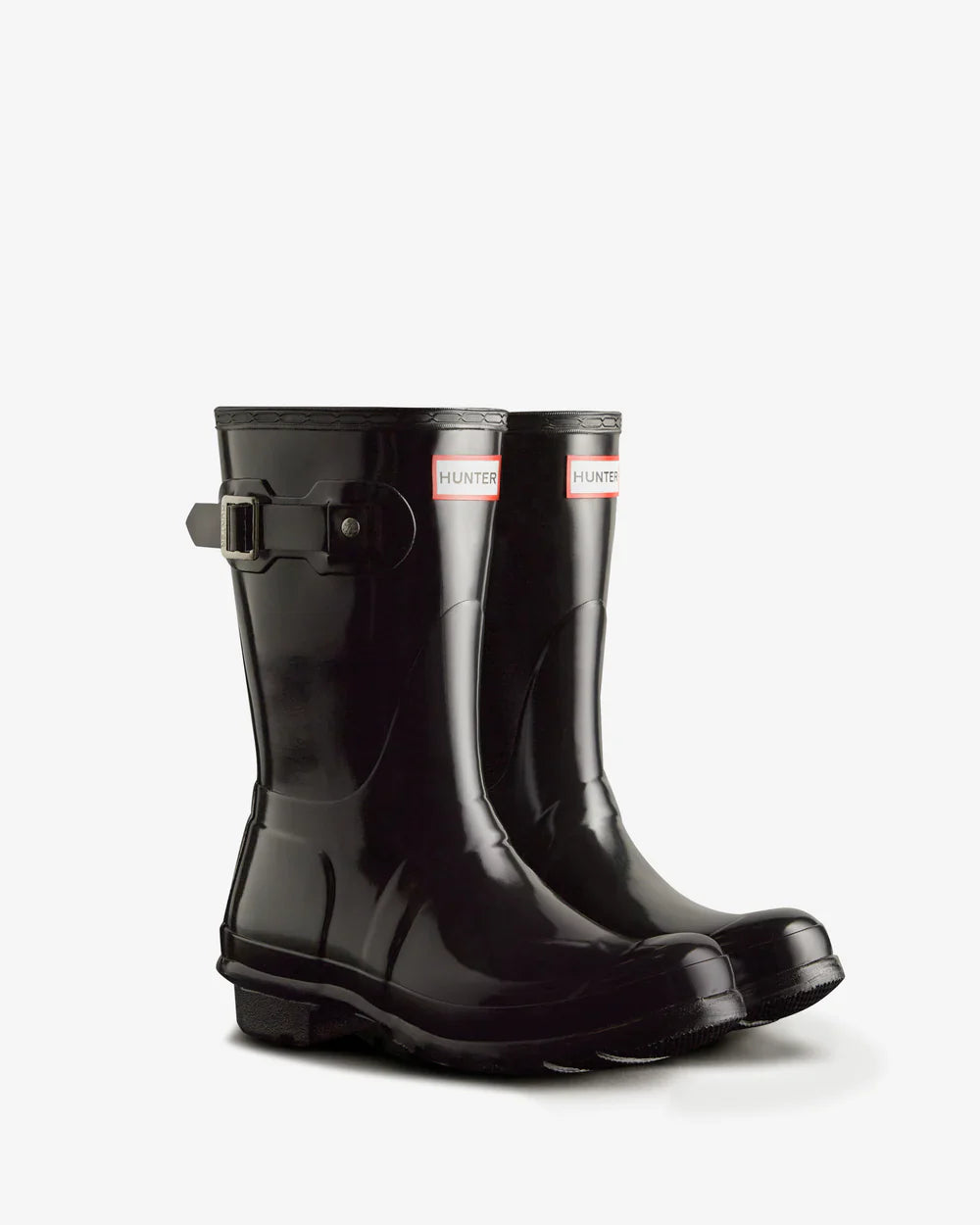 Hunter Women's black original short gloss wellington boot