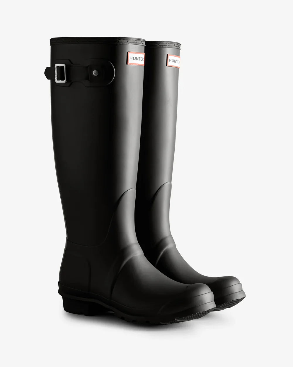 Hunter Women's black tri-colour logo backstrap tall wellington boot