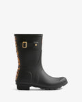 Hunter Women's black leopard print backstrap short wellington boot