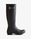 Hunter Women's black leopard print backstrap tall wellington boot