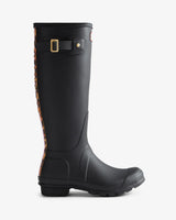 Hunter Women's black leopard print backstrap tall wellington boot