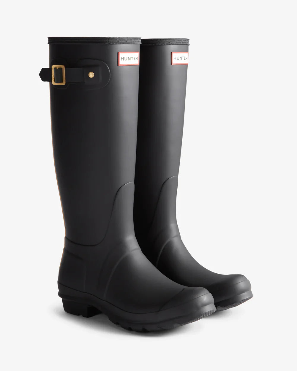 Hunter Women's black leopard print backstrap tall wellington boot
