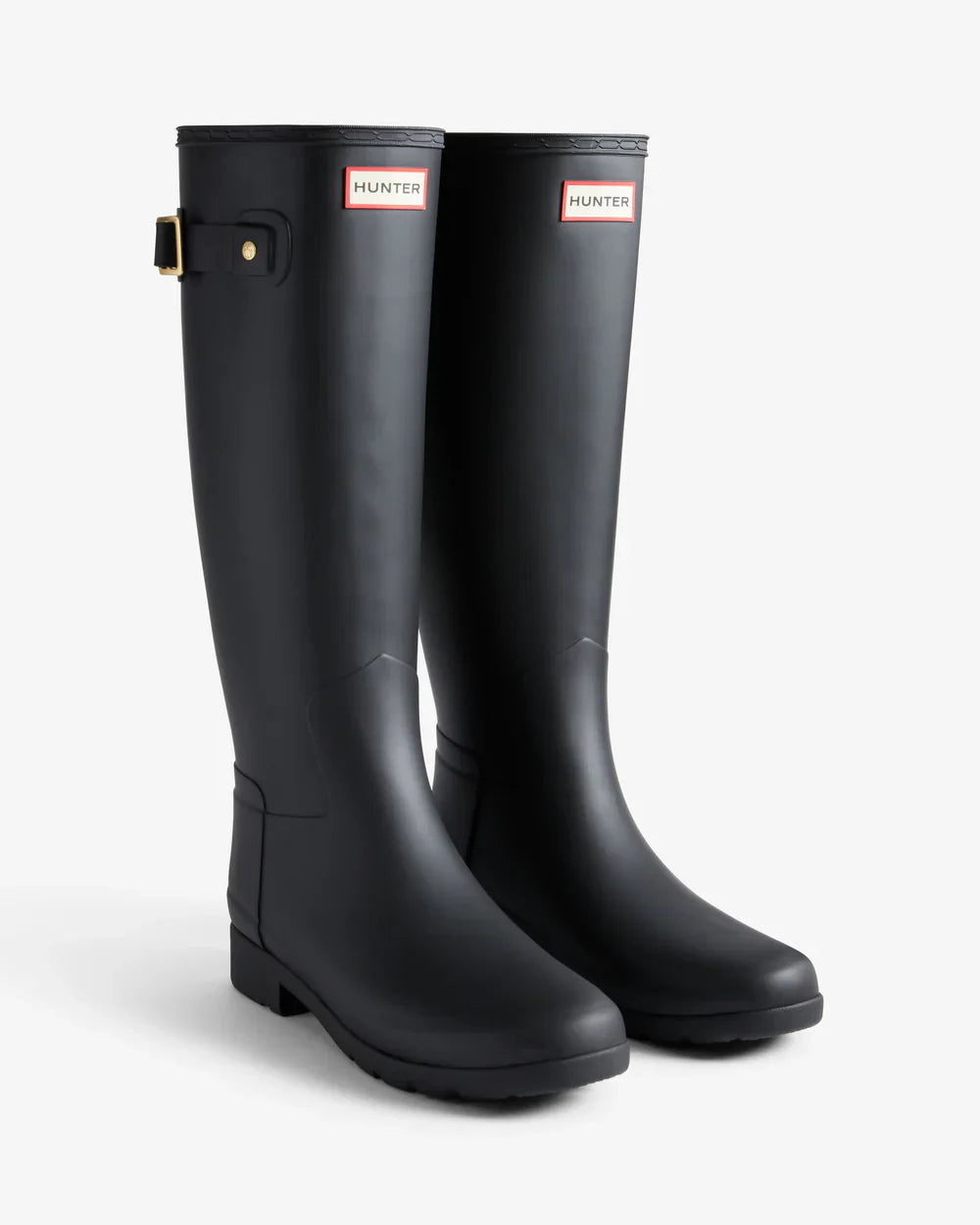 Hunter Women's black refined gold trim tall wellington boot